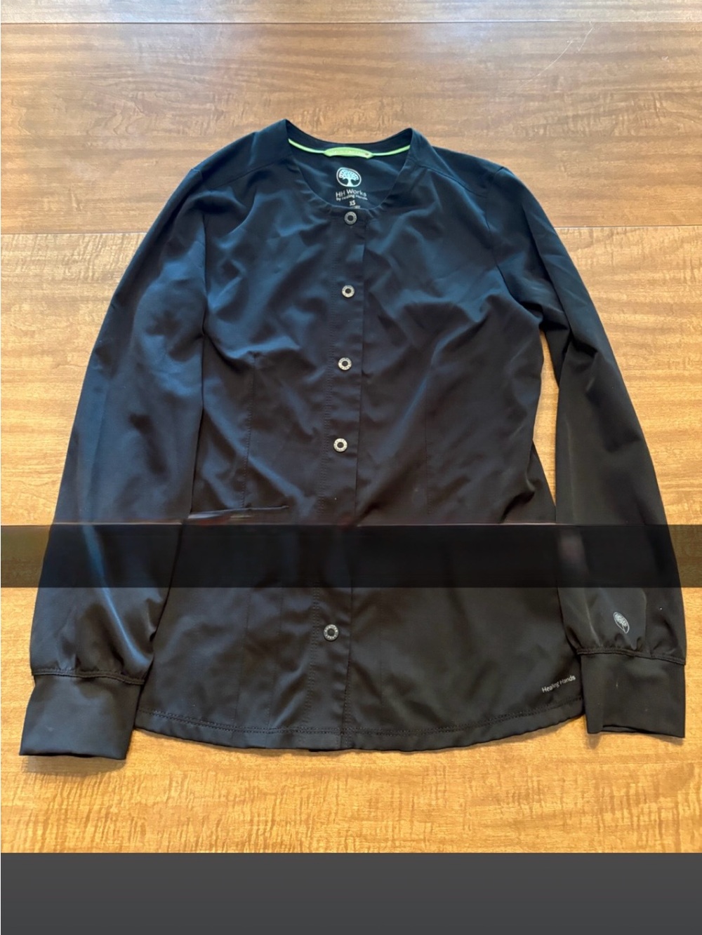 Black Button-Up Medical Scrub Jacket